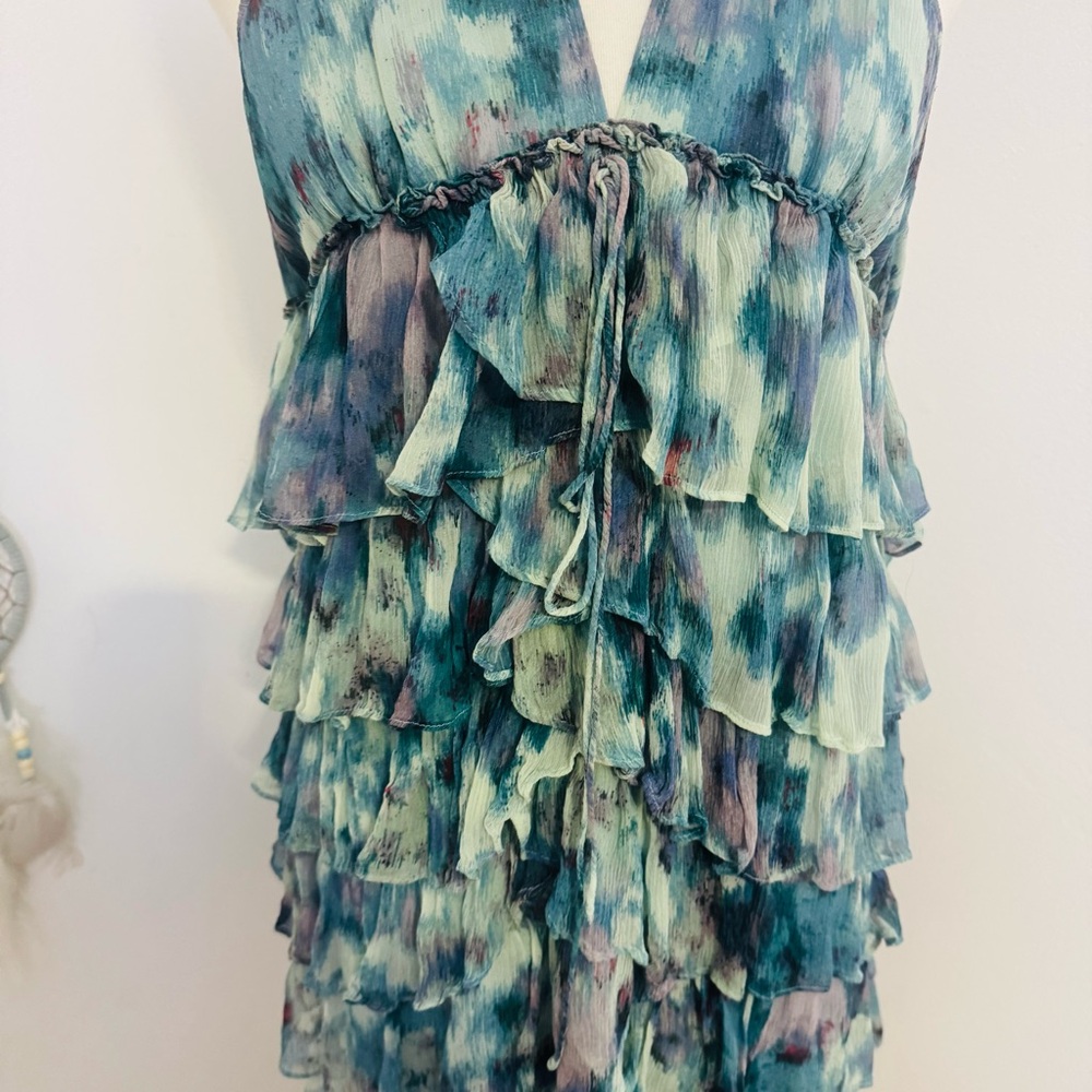 Blue Halter Neck Ruffle Dress - Picture 4 of 6